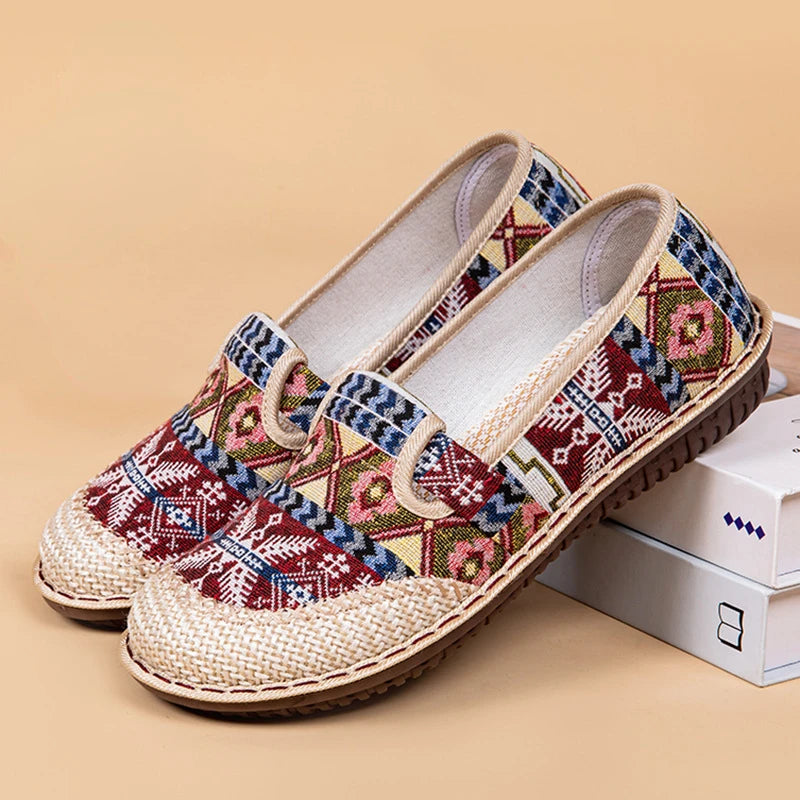 Flats Zulily Womens Dress Shoes Bohemian Style Slip-On Canvas Flats Shoes