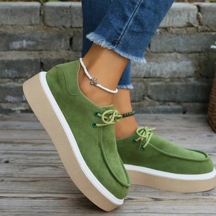 Womens Green Suede Casual Platform Shoes on Luulla