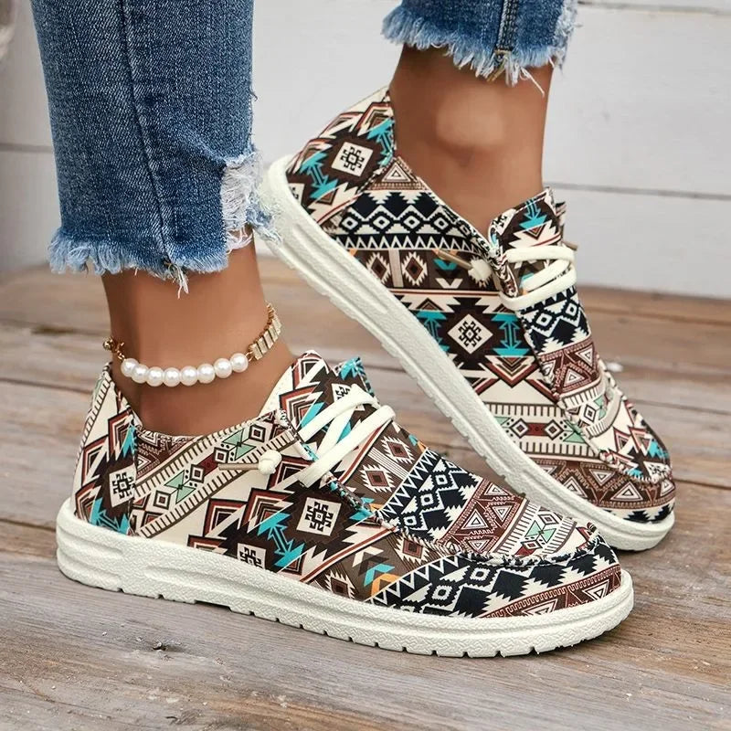 Womens Bohemian Pattern Sneakers Foam Sole Casual Shoes on Luulla