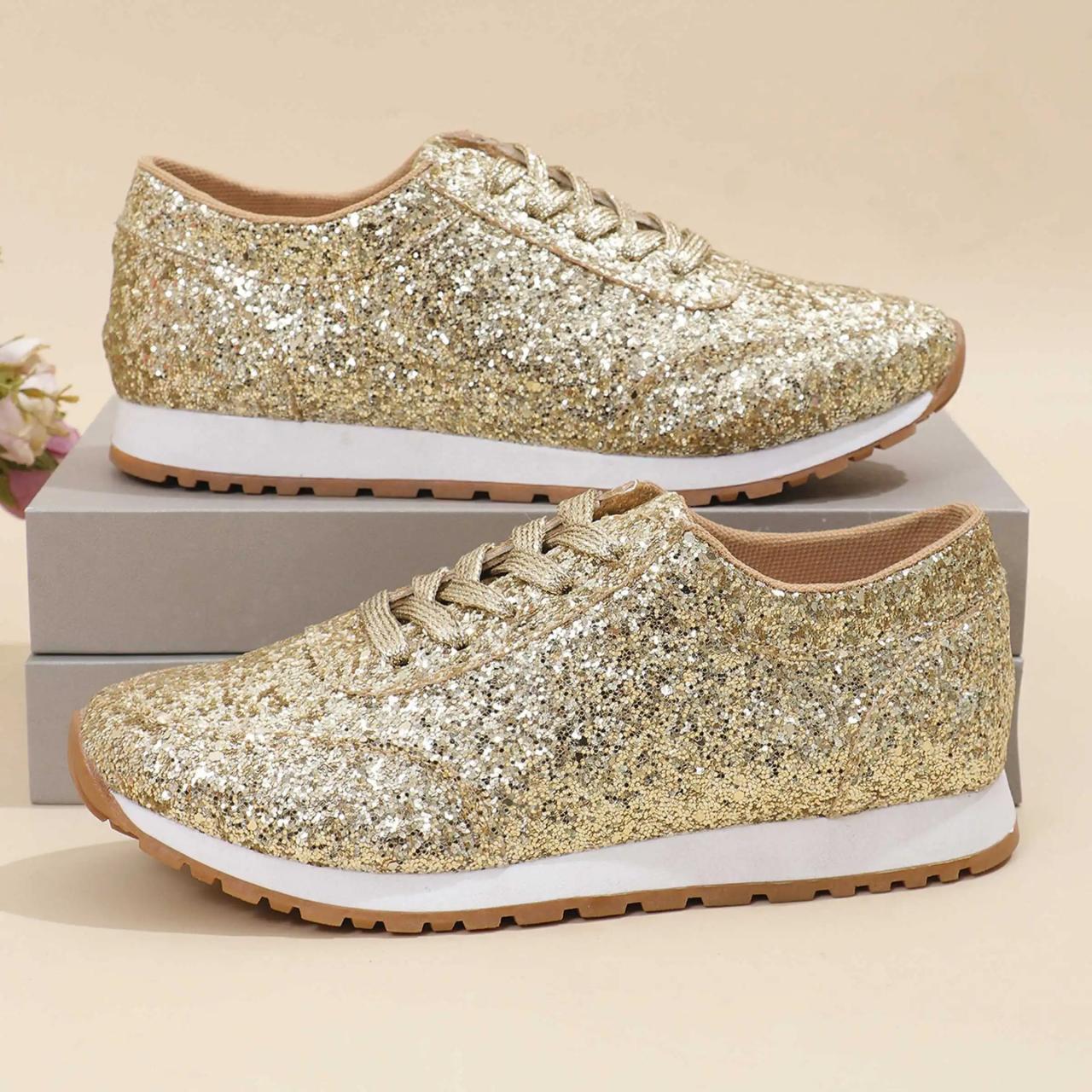 Sparkling gold shoes hotsell