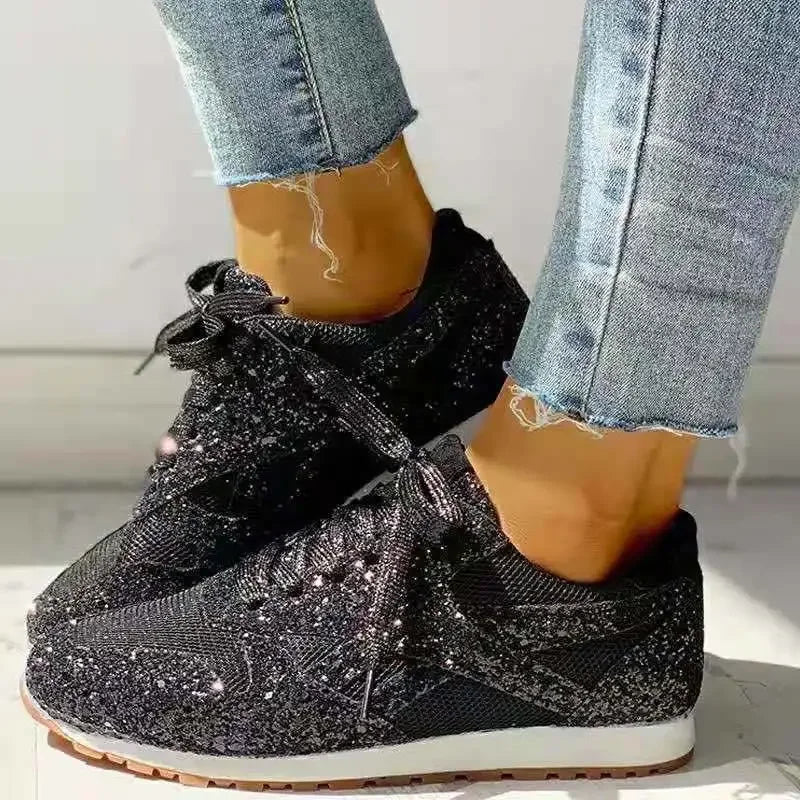 Womens black glitter sneakers cheap