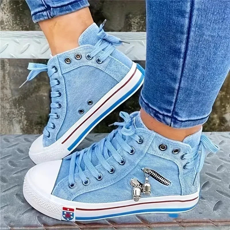 Denim high top sneakers hotsell
