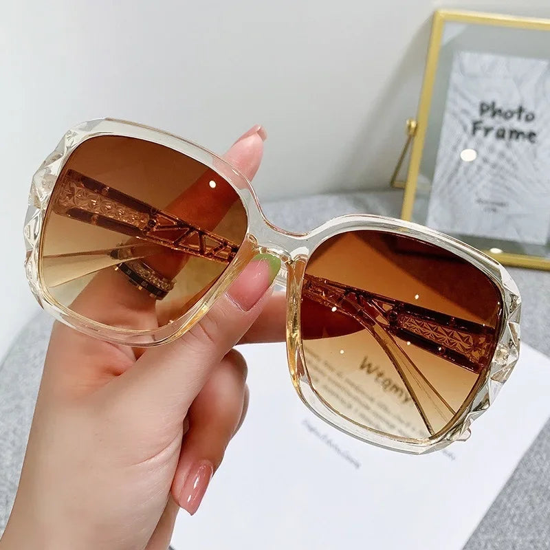 Oversized Square Crystal Frame Gradient Sunglasses Women on 