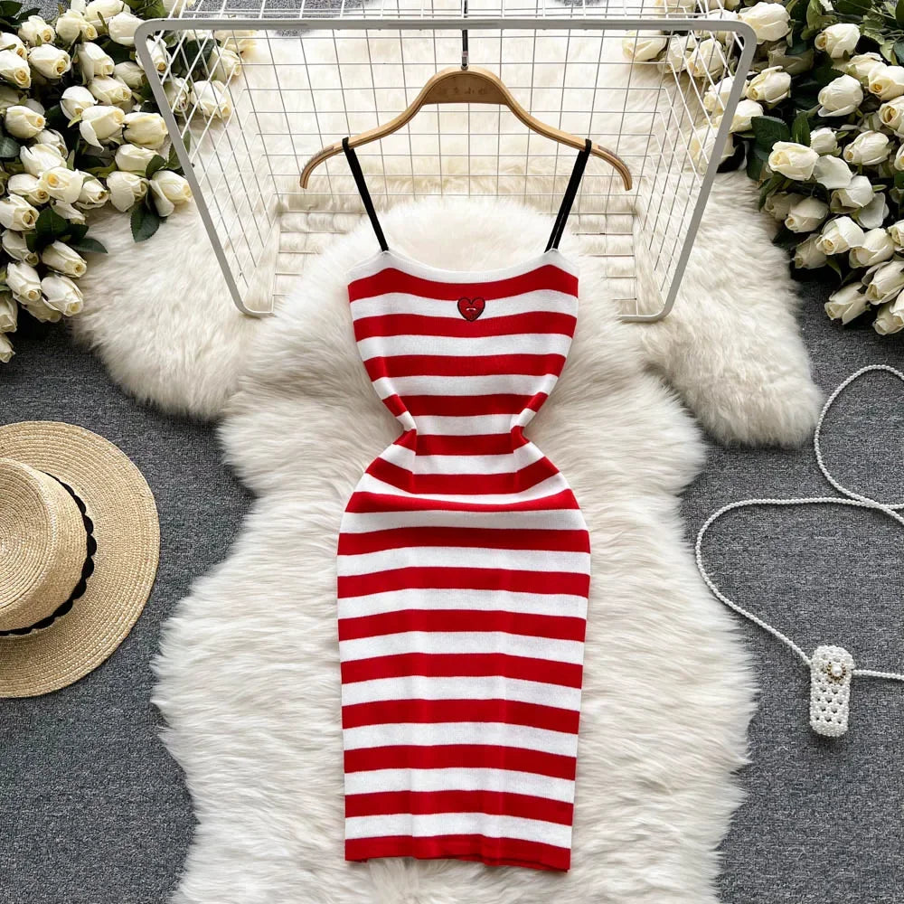 Red striped bodycon dress hotsell