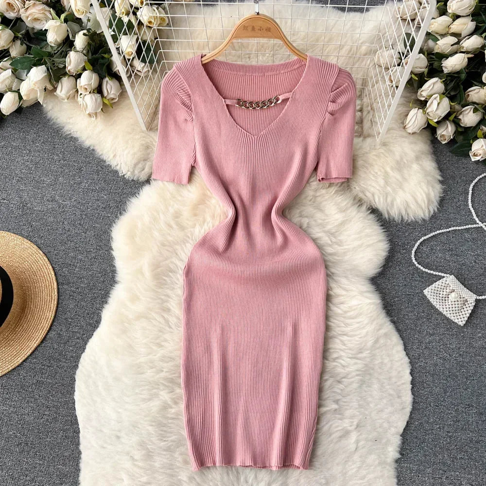 princess polly baby blue dress Elegant Pink Short Sleeve Bodycon Midi Dress