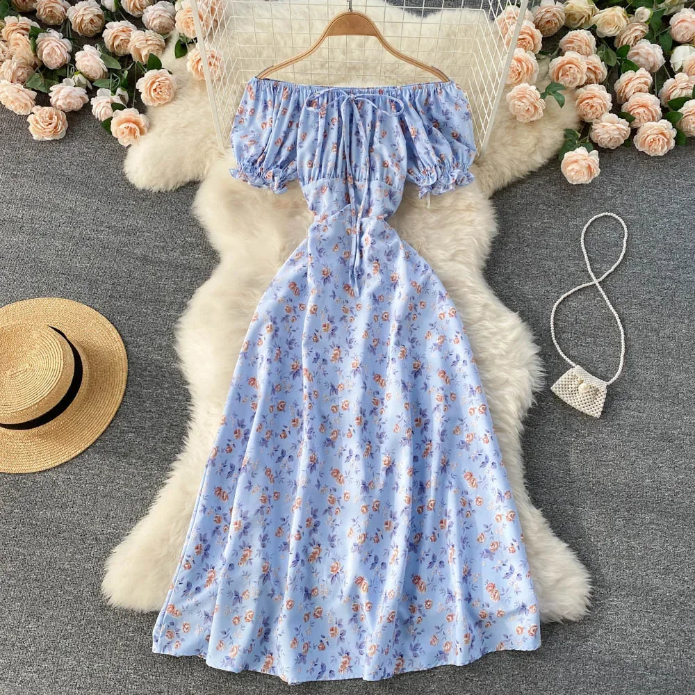 Floral Off-shoulder Maxi Dress Summer Fashion