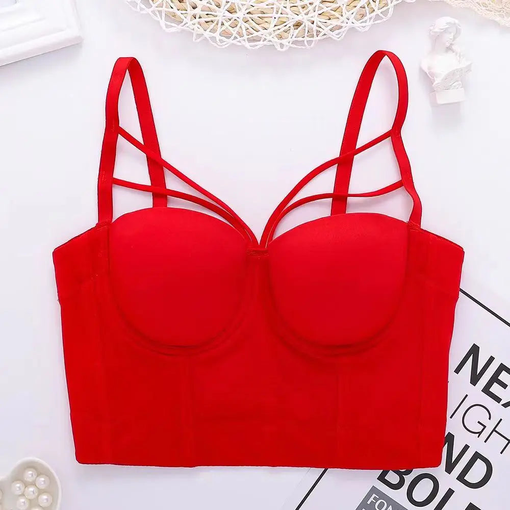 Red bralette crop top store