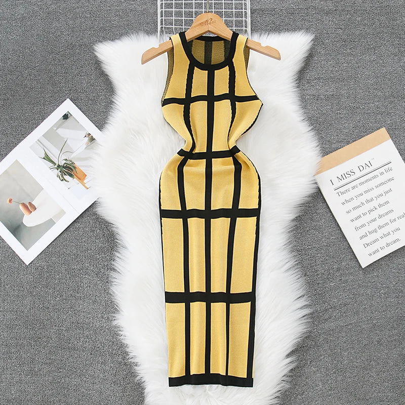 mustard yellow dress bodycon Angel Maternity Maternity Sleeveless Bamboo Bodycon Dress in Black main image 1
