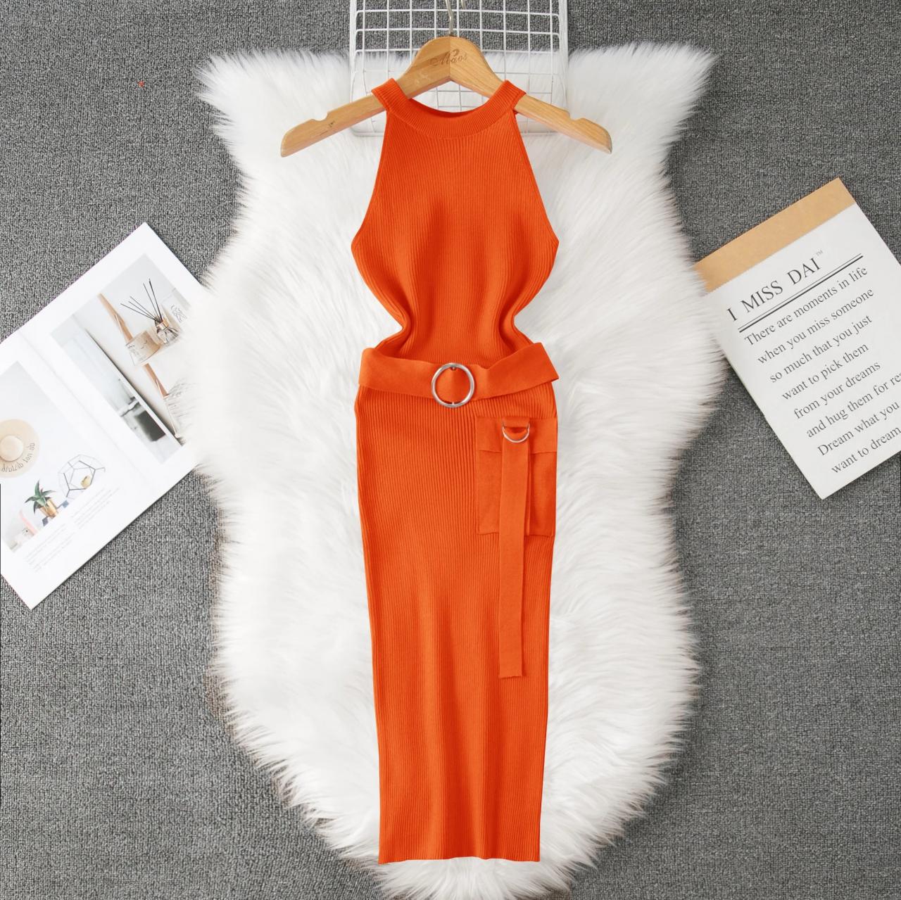 summer knit maxi dress Franca White Knit Maxi Dress – Women’s Elegant Style L