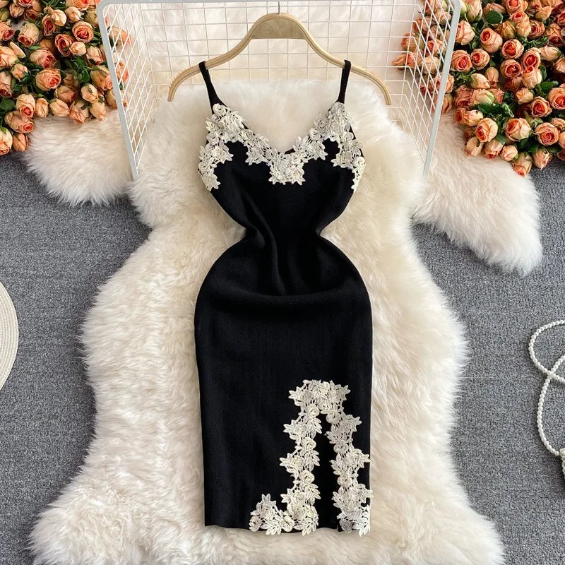 knee length dresses for ladies Lace Panel Bodycon Maxi Dress main image 1