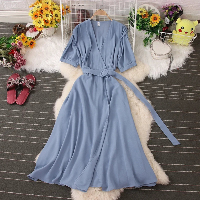 knee length dresses for ladies Meghan Velvet Wrap Maxi Dress main image 0