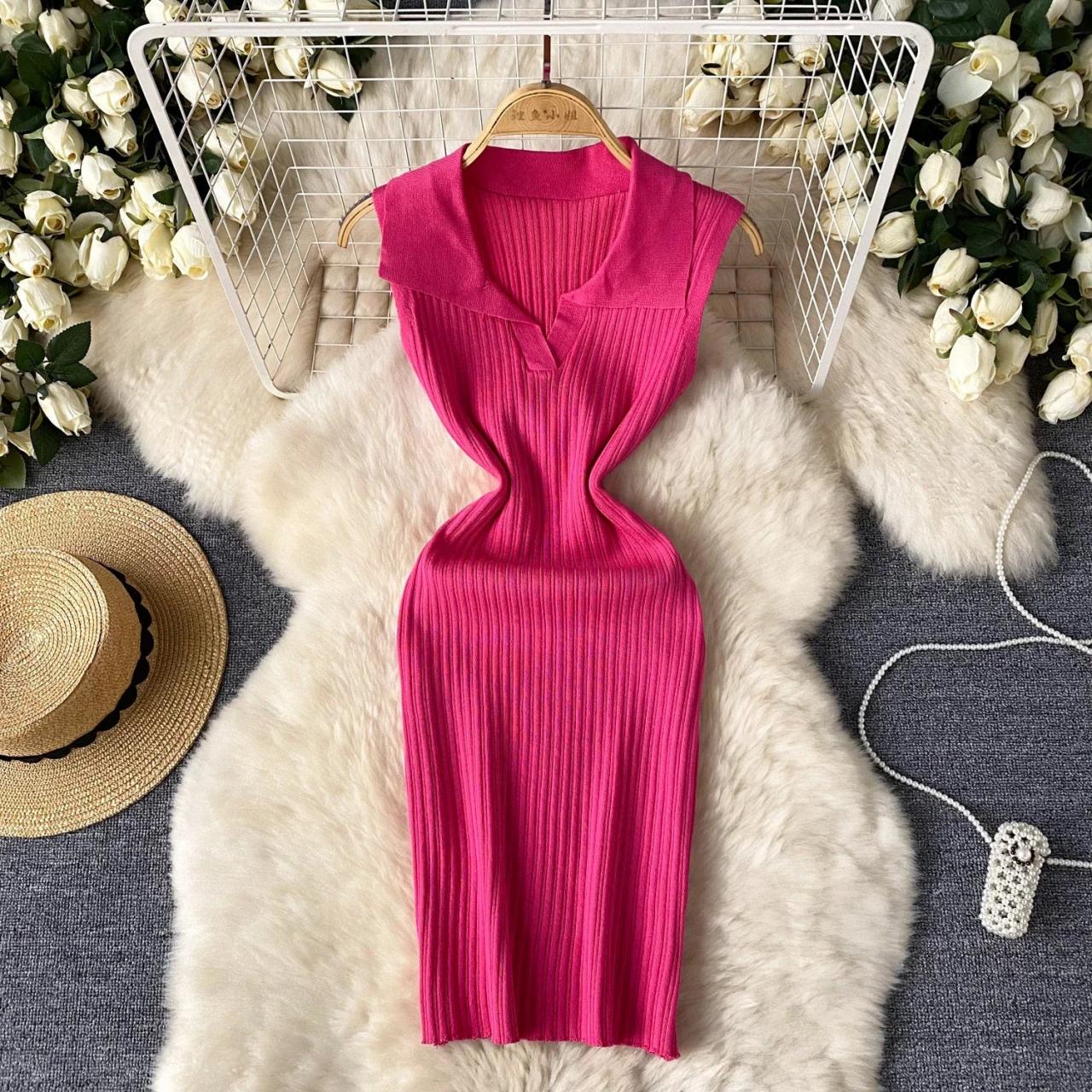 luiza botto tricot knit maxi dress Lucia Knit Midi Dress – Blush Pink Chic & Flattering M main image 1