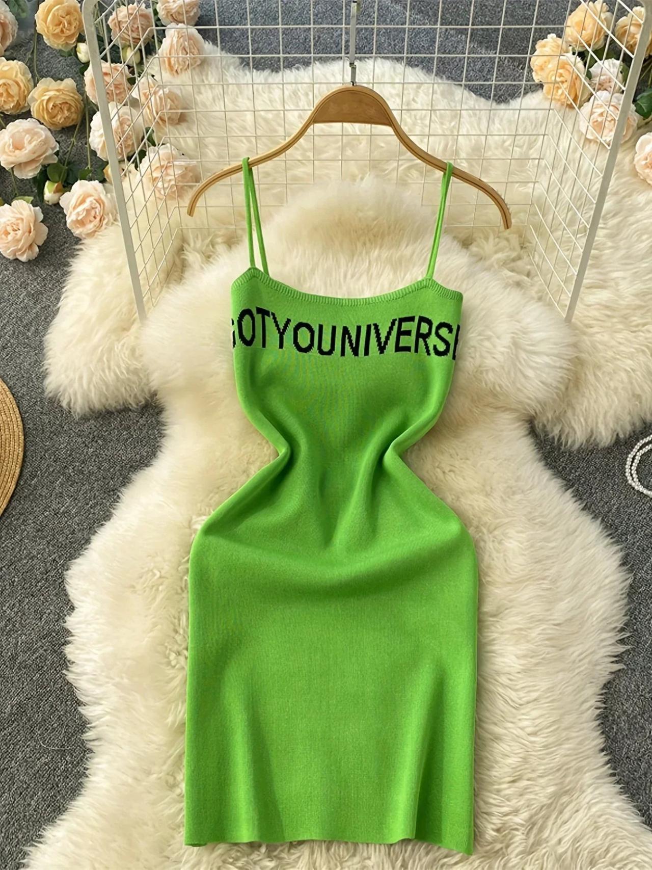 Neon green spaghetti strap dress deals
