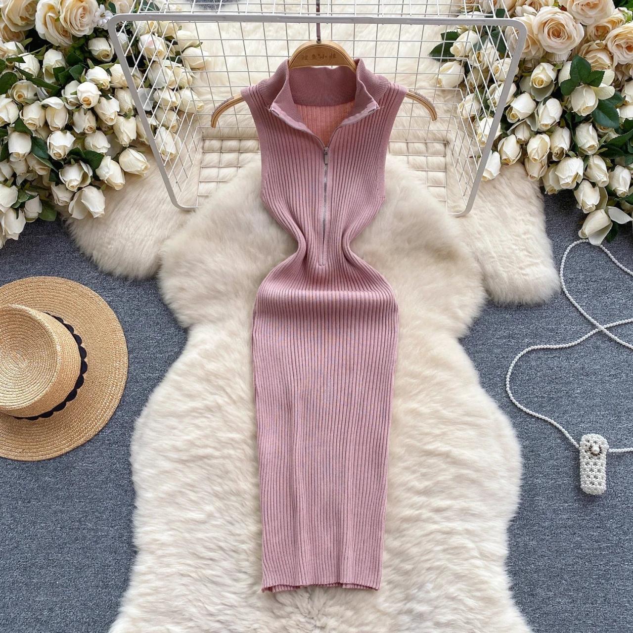 fitted lace wedding dress Rosetta Getty | Ribbed Zip Up Turtleneck Dress | Xs main image 1