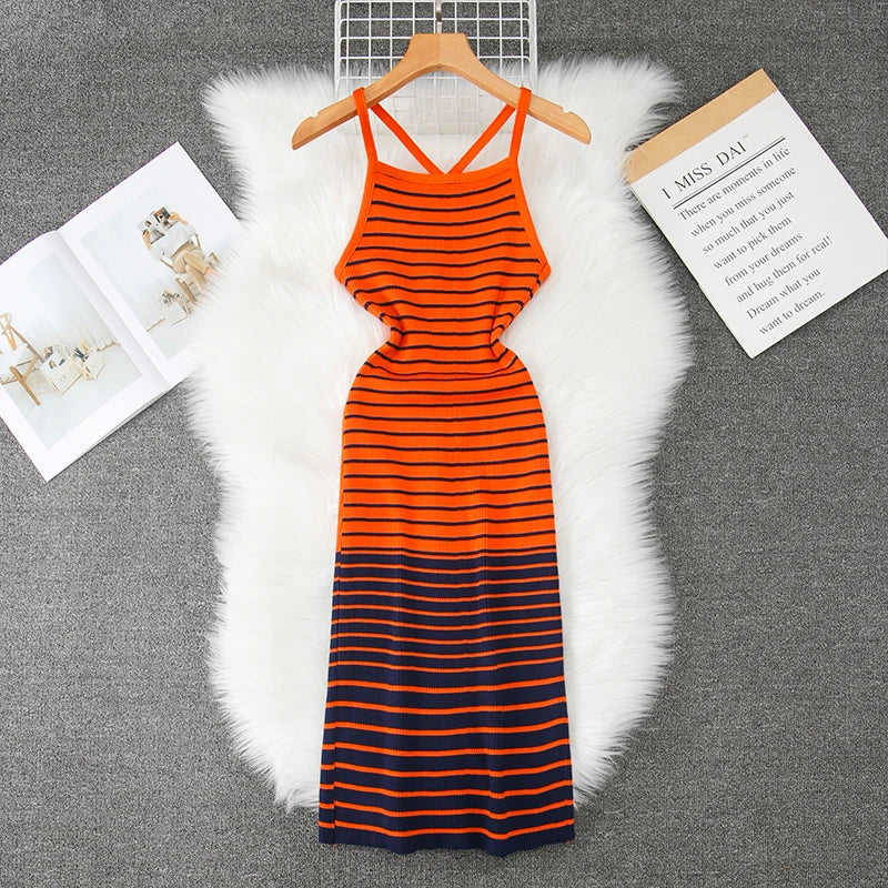 Orange and black striped dress clearance