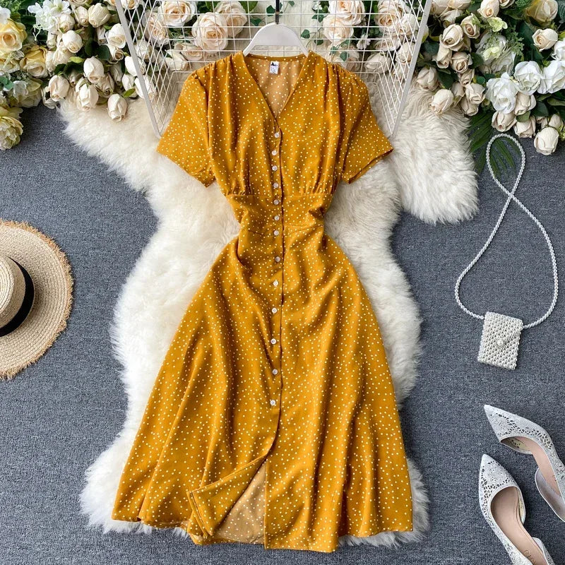 Mustard yellow button down dress outlet