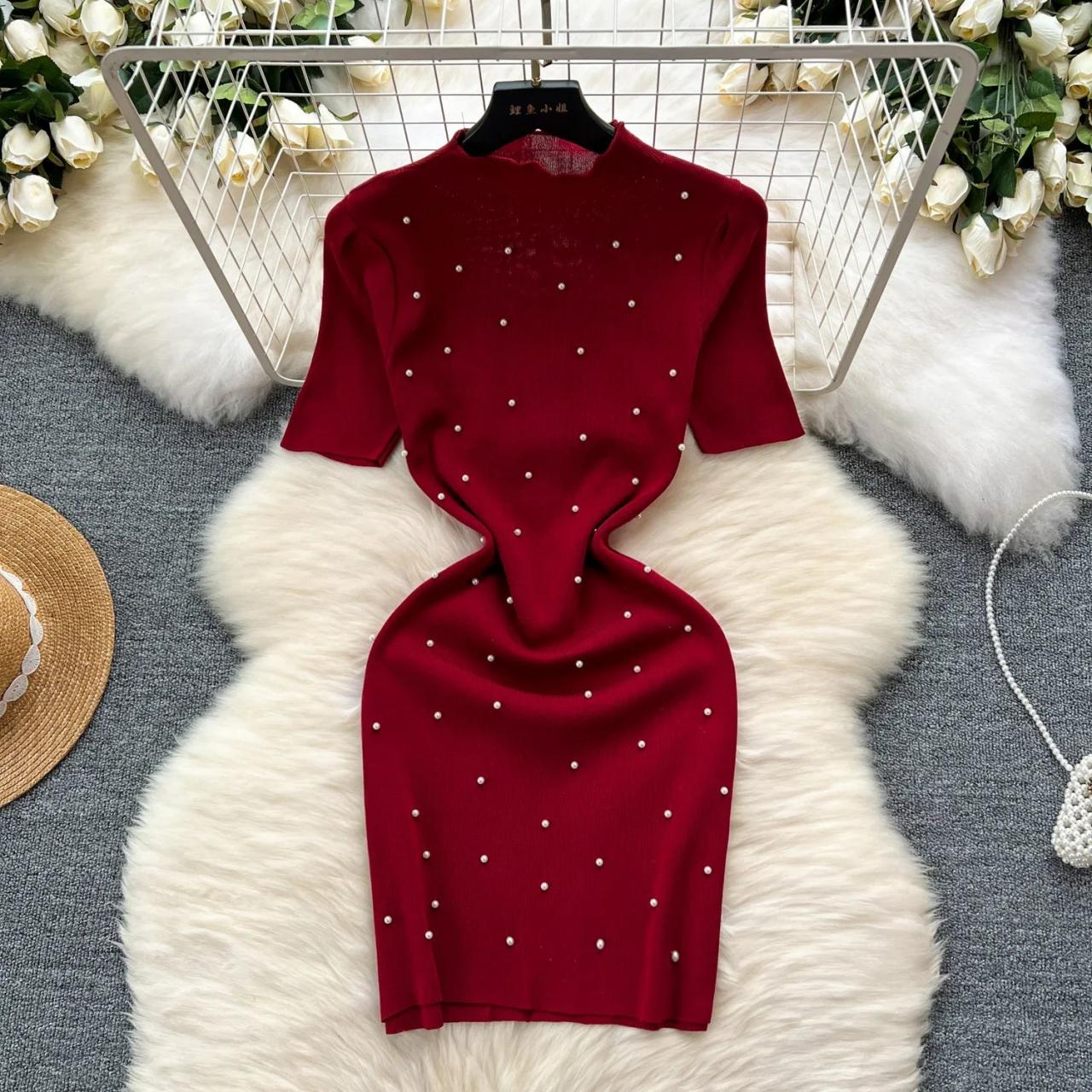 fitted lace wedding dress A Line Round Neck Red Lace Appliques White Prom Dresses, Lace White Fo –  Shiny Party main image 1