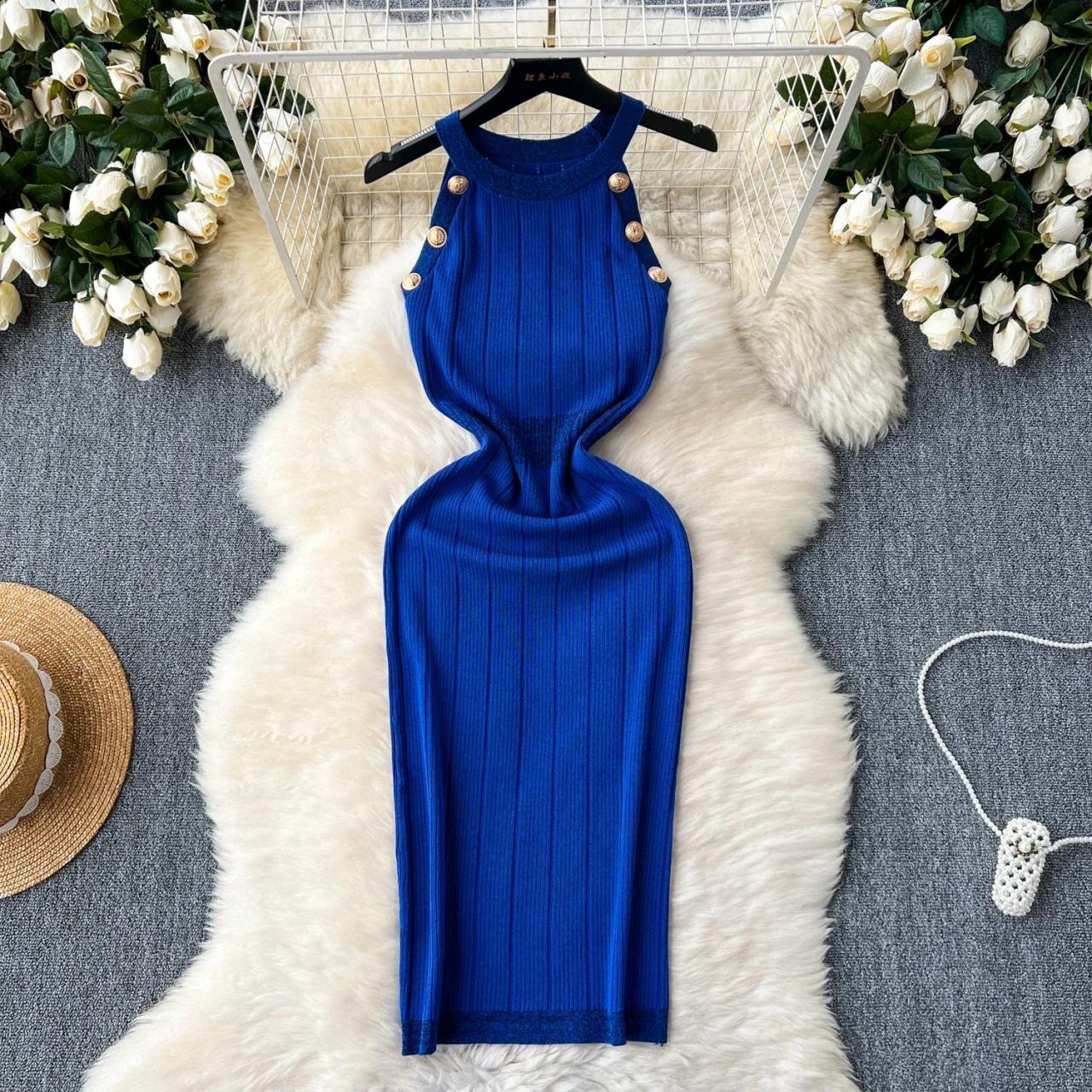 strapless open back dress Z Supply Light Blue Charlotte Ribbed Midi Dress