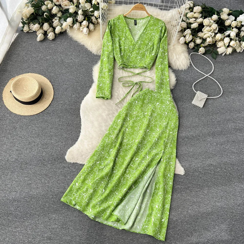 green and gold wrap dress Ba&sh // Green & Gold Rubi Wrap Dress – VSP Consignment main image 0