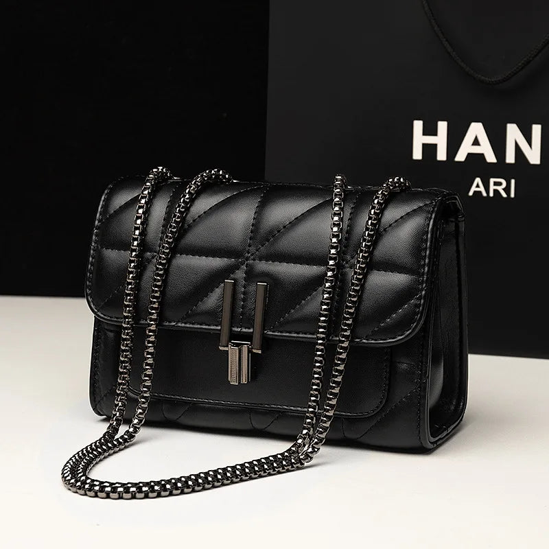 ★TOUT Y EST★ Lettering Quilted Flap Crossbody Bag Black FA JATOK Women Puffer Bag Crossbody Bag Quilted Bags Luxury