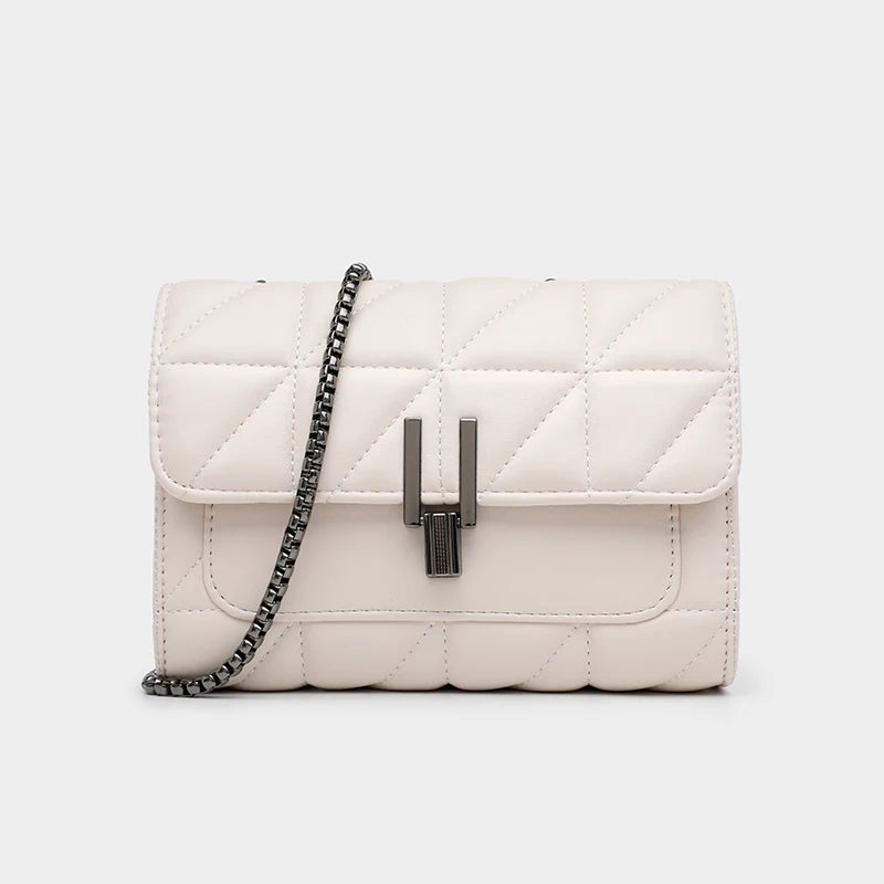 Quilted Black Leather Crossbody Bag With Chain on Luulla Quilted Black Leather Crossbody Bag With Chain on Luulla