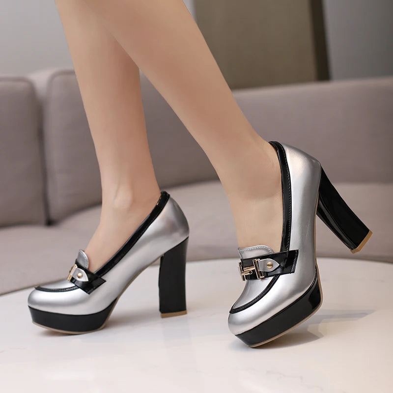 Silver platform court shoes sales