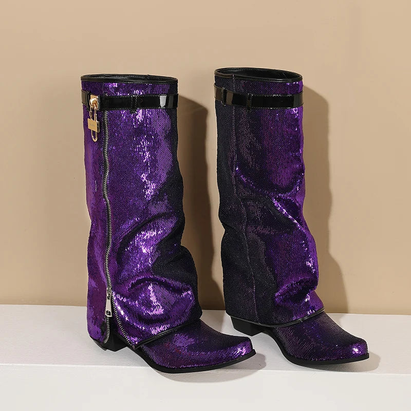 Purple slouch boots clearance