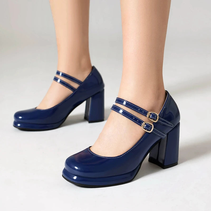 Navy blue leather heels cheap