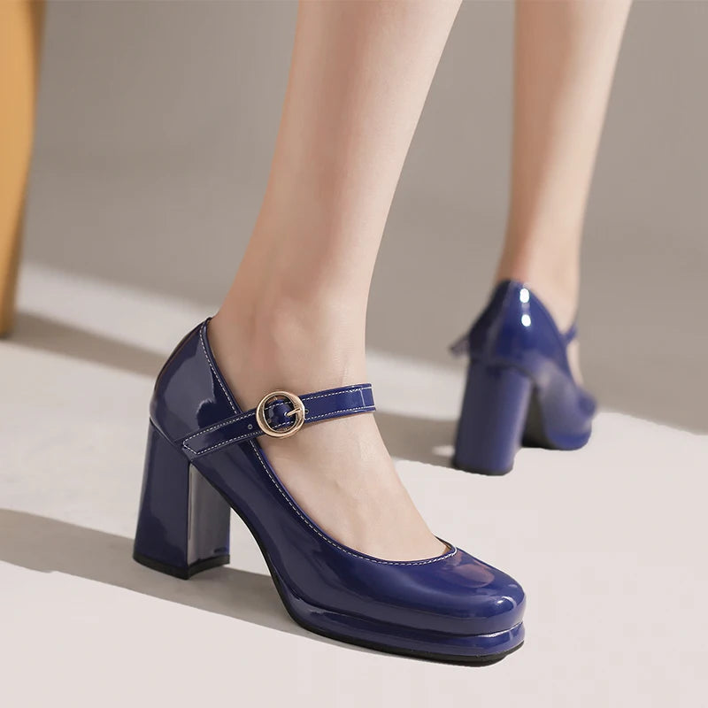 Navy patent leather heels outlet