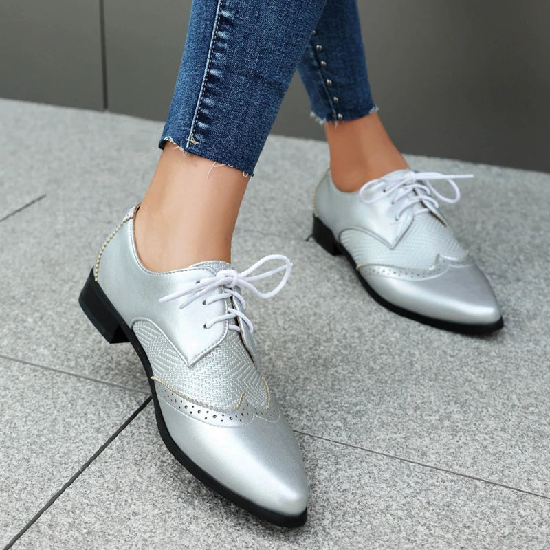 Silver oxford shoes store