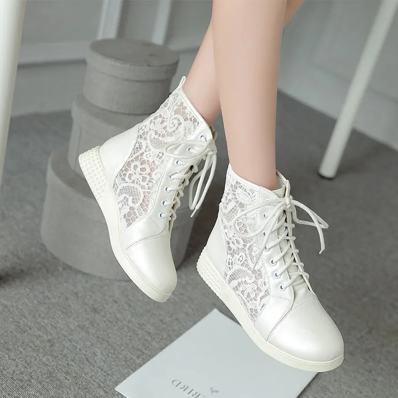 White wedge ankle boots outlet