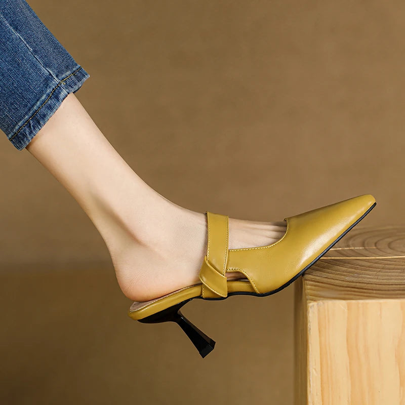 Mustard pointed heels shop