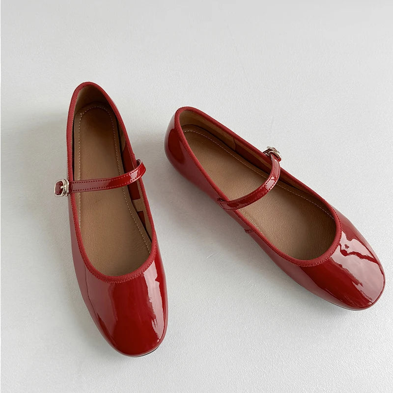 Red patent leather ballet flats best sale