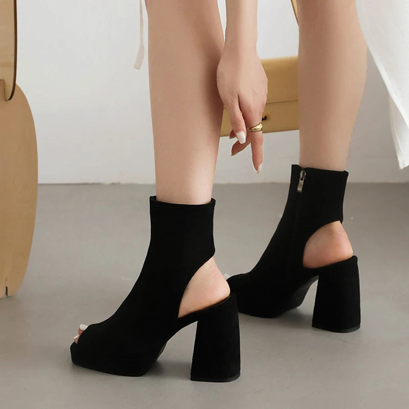 Peep toe cutout booties online