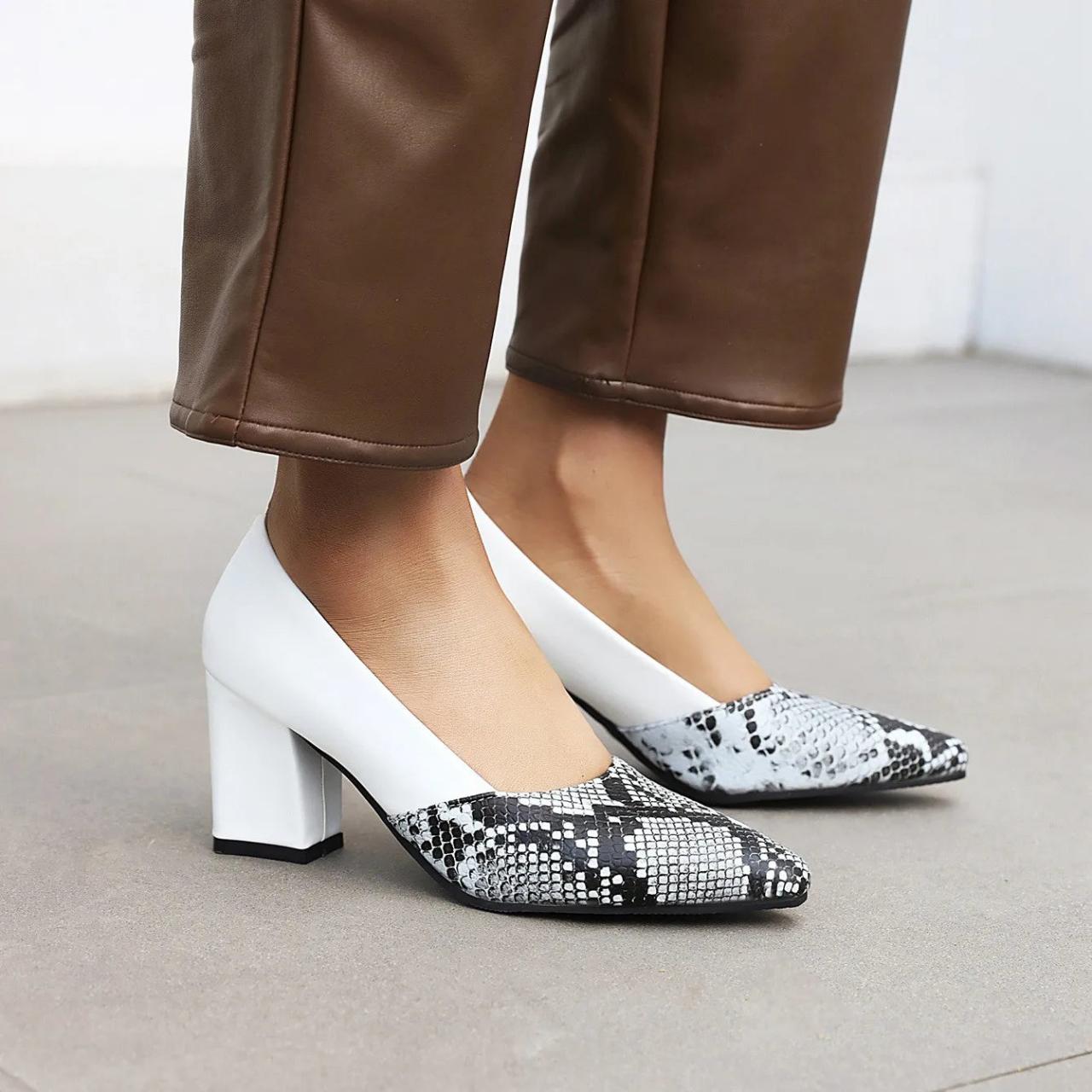 Snakeskin block heel shoes on sale