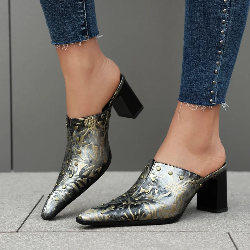slim fit dress slacks Chantilly - Women's Heeled Shoes Embroidery Black