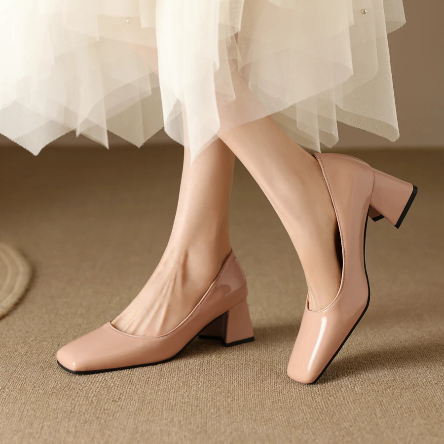 Nude block heel pumps shop