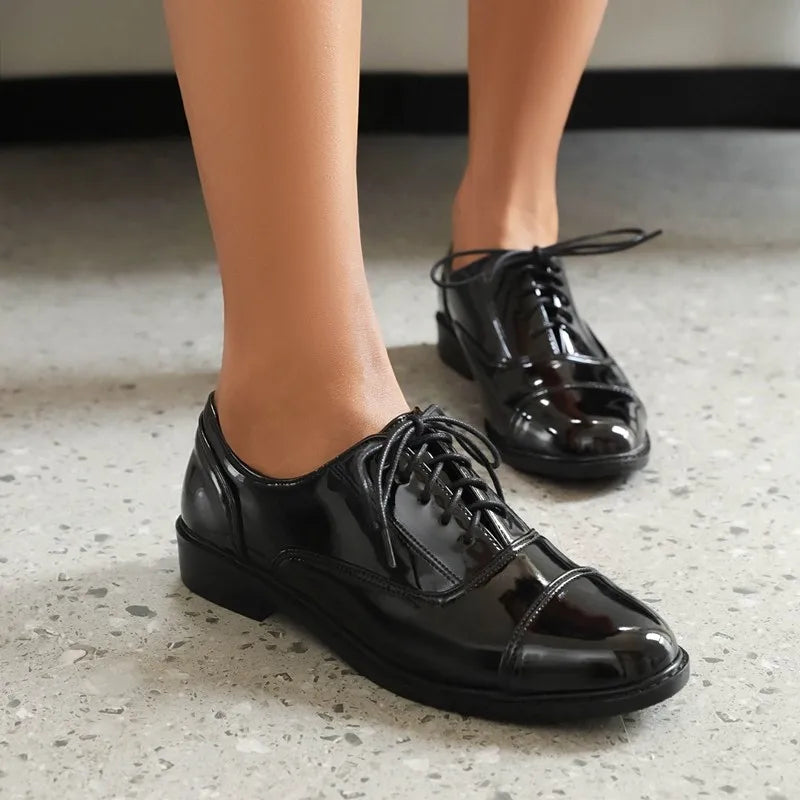 Black patent leather oxford women's shoes cheap