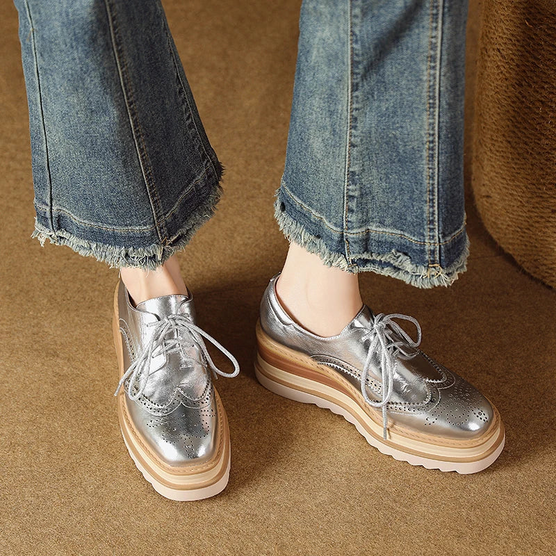 Silver oxford platform shoes shop