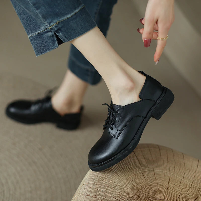 Womens Vintage Lace-up Oxford Leather Shoes on Luulla