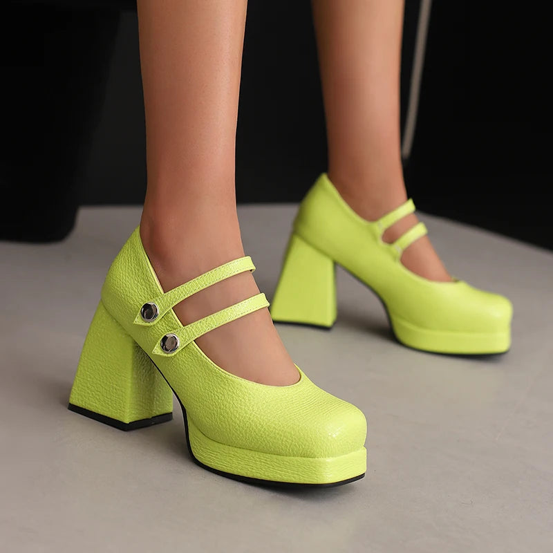 Neon chunky platform heels hot sale