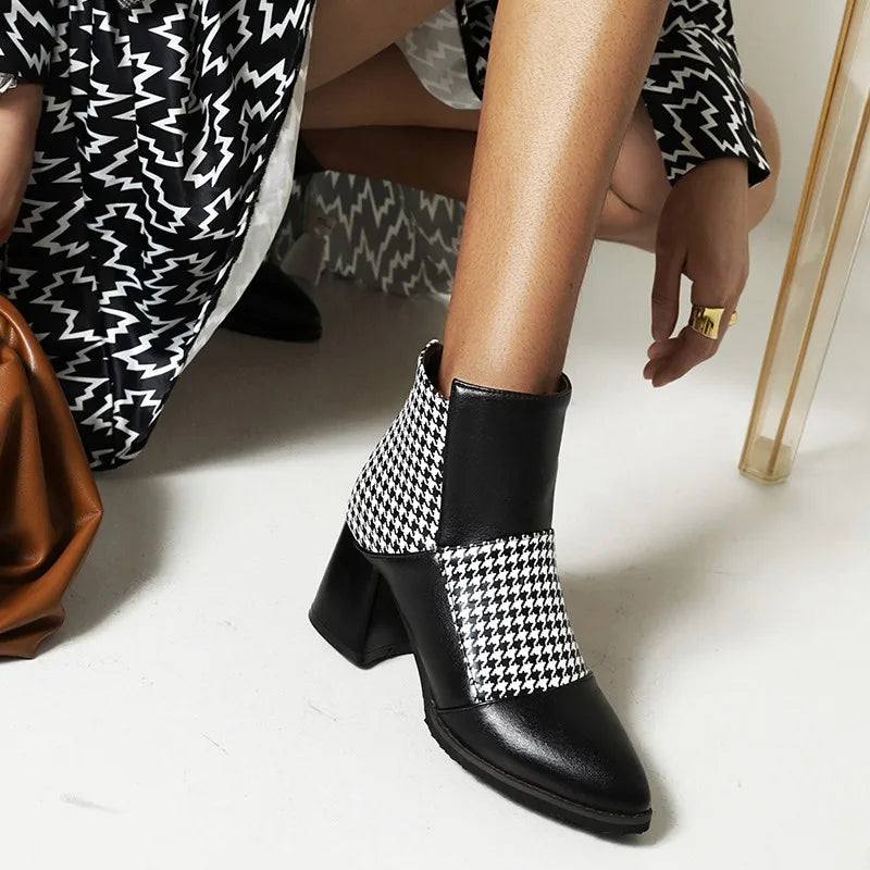 Houndstooth ankle boots 2025