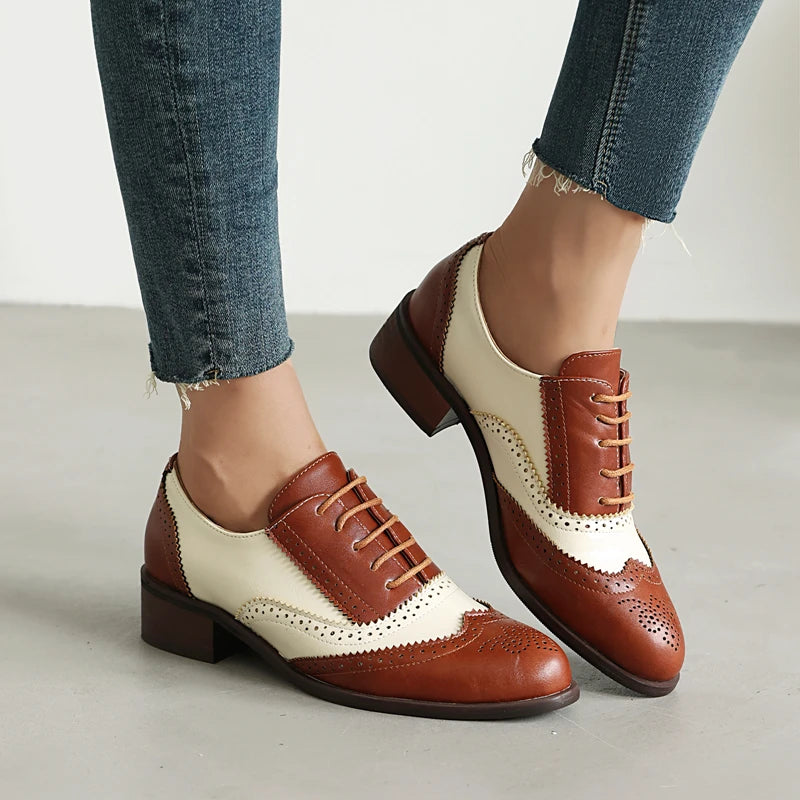 Vintage Two tone Leather Wingtip Oxford Shoes on Luulla