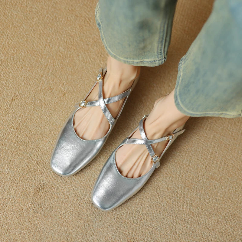 Strappy ballet flats store