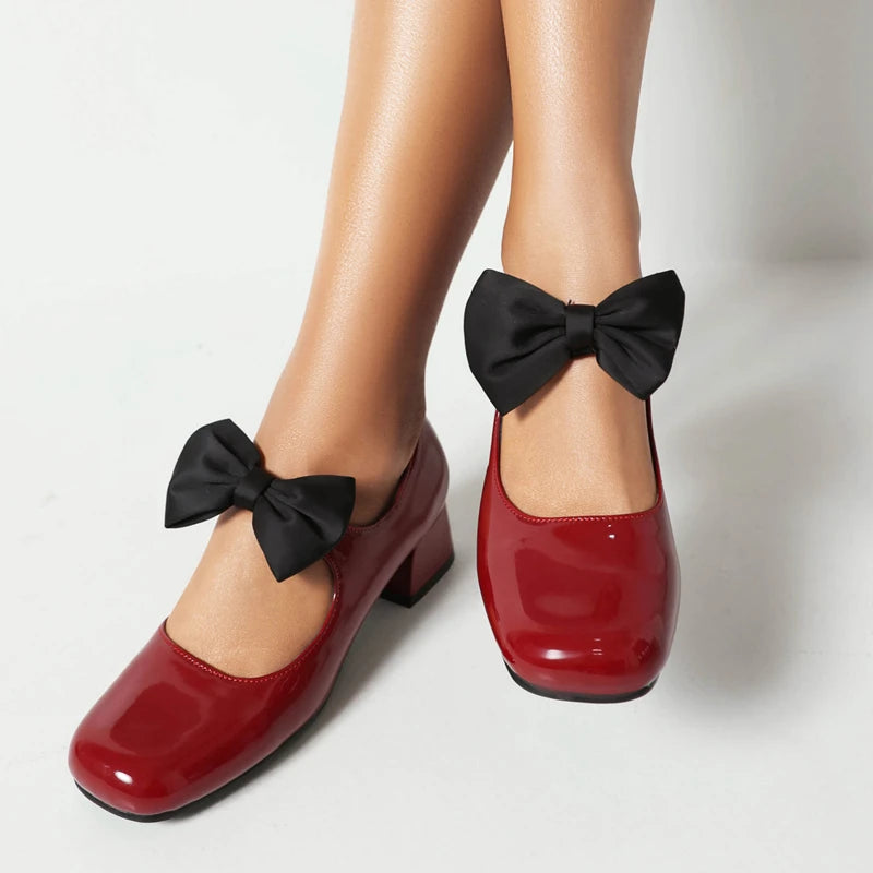 Red Patent Leather Mary Jane Shoes Bowtie on Luulla