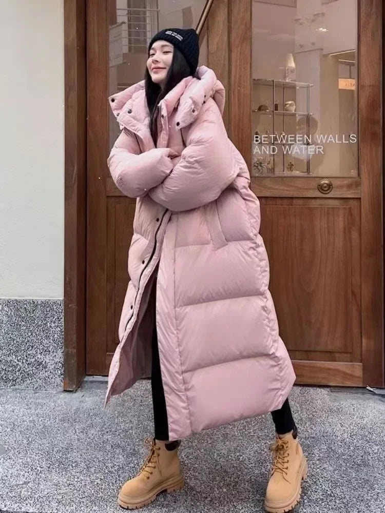 Cozy Long Pink Winter Puffer Coat Women on Luulla - Main Image