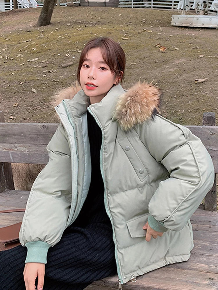 2022 Winter Down Jacket Fashion Warm Coat Loose Short Ladies Jacket Cotton Thicken Parkas Coats Plus on Luulla