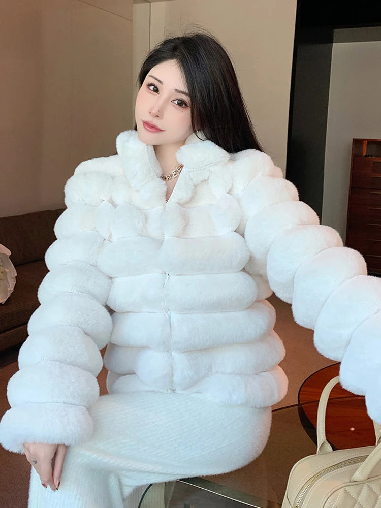 Oversized white faux fur coat shop