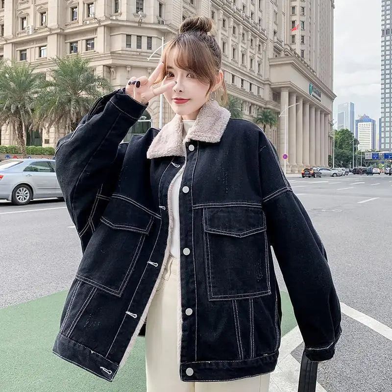 Sherpa denim jacket oversized 2025