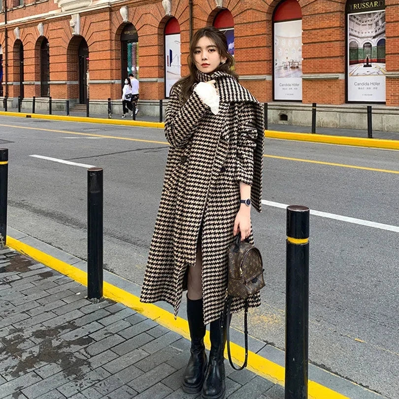 Houndstooth cape coat top